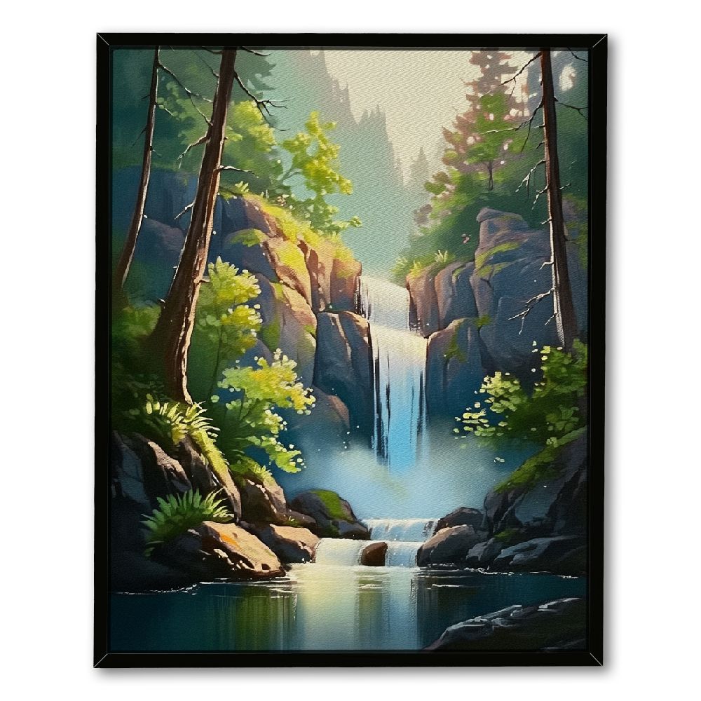 gouleft Watercolor Waterfall Scene waterfall landscape Modern Home