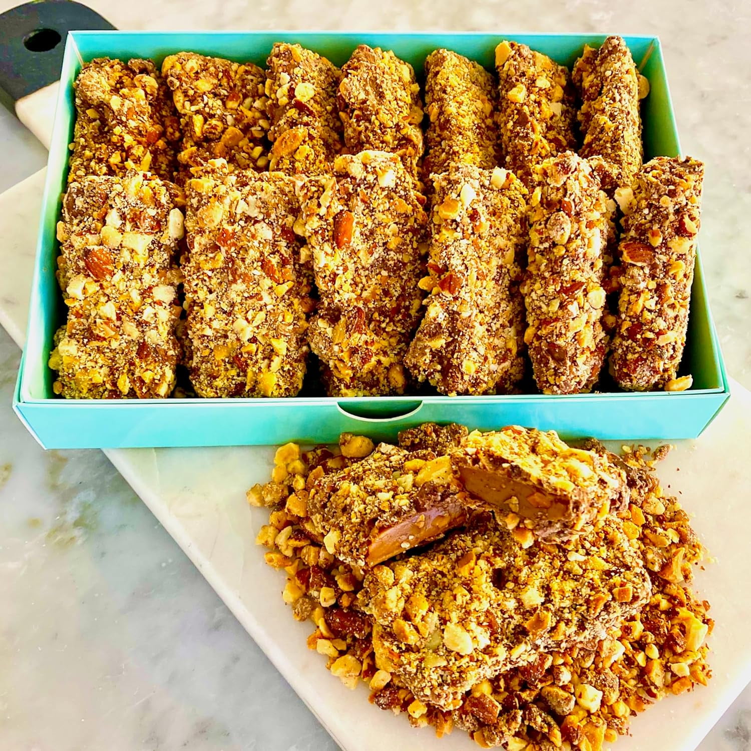 gourmet english toffee candy in a 1 lb fancy candy box. Sticks of