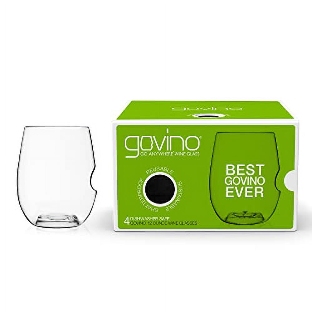 govino Go Wine Glasses Dishwasher Safe, Flexible, Shatterproof, and Recyclable 12 oz. Each