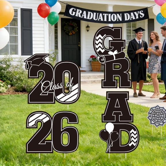 grad decorations 2026,senior yard signs class of 2026,for Outdoor Indoor Party Graduation Garden Supplies,with Stakes Class of 2026 Graduation Party Supplies Photo Backdrop Prop Decor(BK)