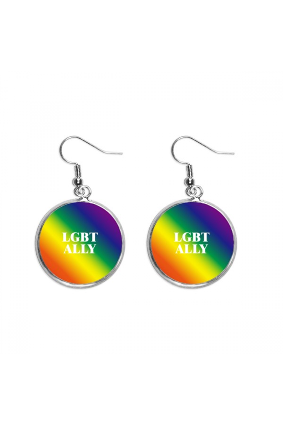 gradient lgbt ally rainbow ear dangle silver drop ear jewelry woman
