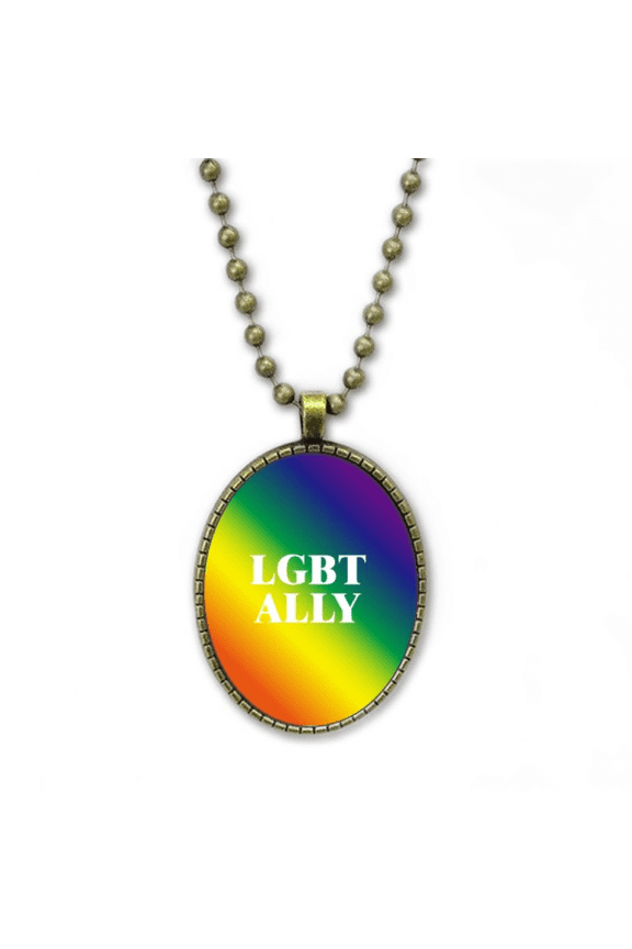 gradient lgbt ally rainbow necklace vintage chain bead pendant jewelry collection