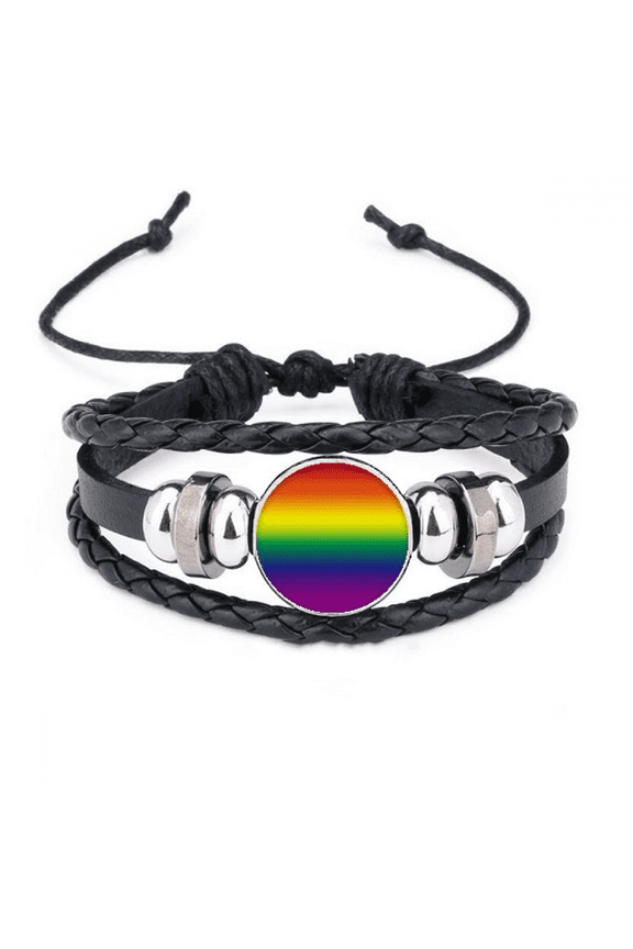 gradient lgbt rainbow bracelet braided leather woven wristband