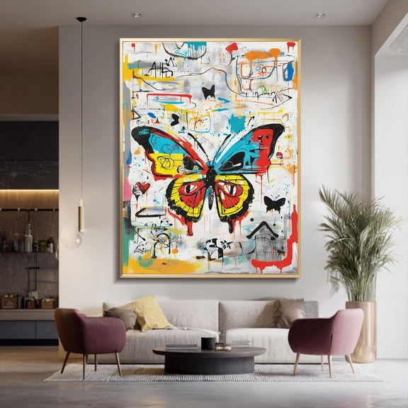 graffiti abstract colorful wall art original carton butterfly textured abstract black graffiti art Poster Decor, Unframed Poster Size 8x12 F03.1.22l804