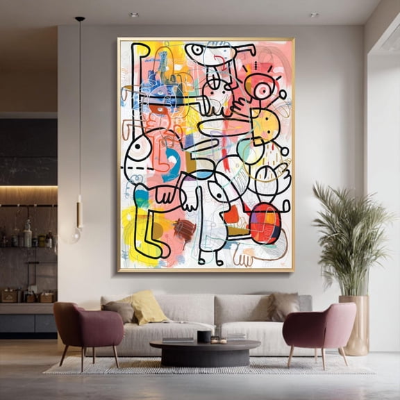 graffiti abstract colorful wall art original carton character dog textured abstract pink graffiti art Poster Decor, Unframed Poster Size 8x12 F03.1.22l807