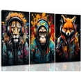 thumbnail image 1 of graffiti animal wallBanksy GraffitiAbstract Canvas Posters Prints Funny Animal Pictures Colorful Monkey Tiger with Fox Headphone Paintings Cartoon Wall Decor for Kids Bedroom, 1 of 6