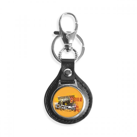 graffiti street black orange urban pattern key link chain keyholder finder hook metal