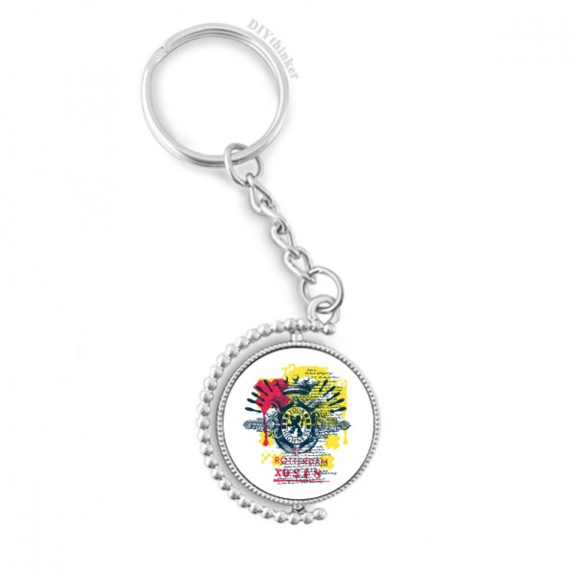 graffiti street crown lion highness pattern rotatable keyholder disc accessories chain clip