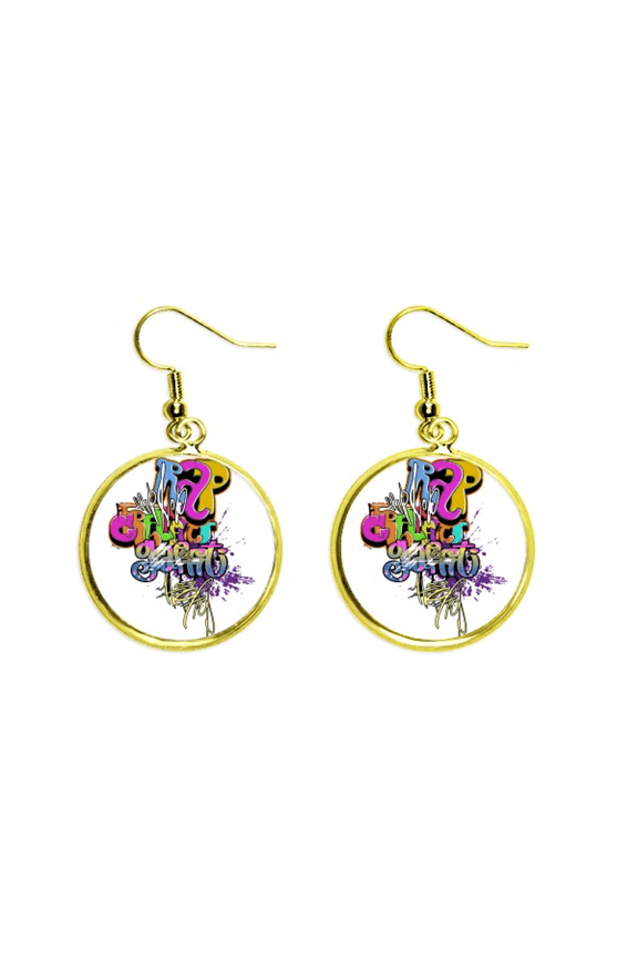 graffiti street culture colorful rap words earring dangle en drop earring jewelry woman