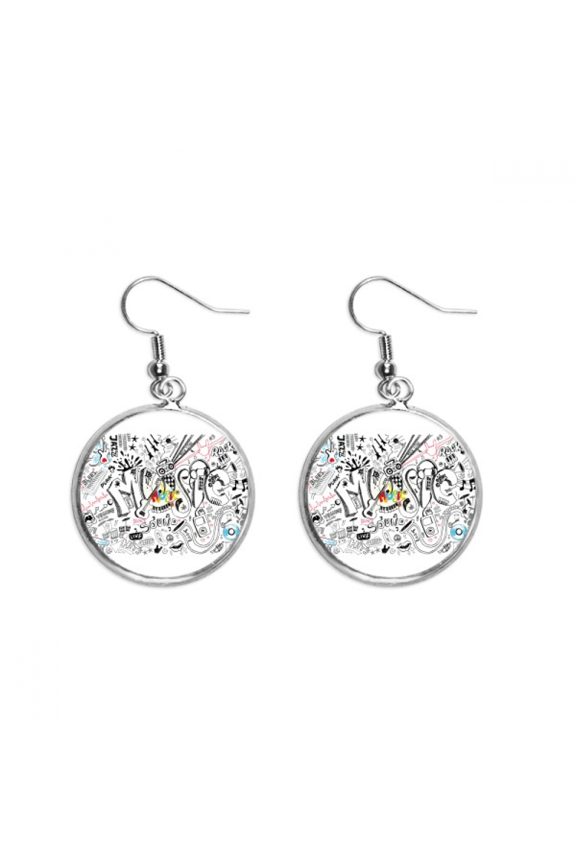graffiti street culture music sound volume ear dangle silver drop ear jewelry woman