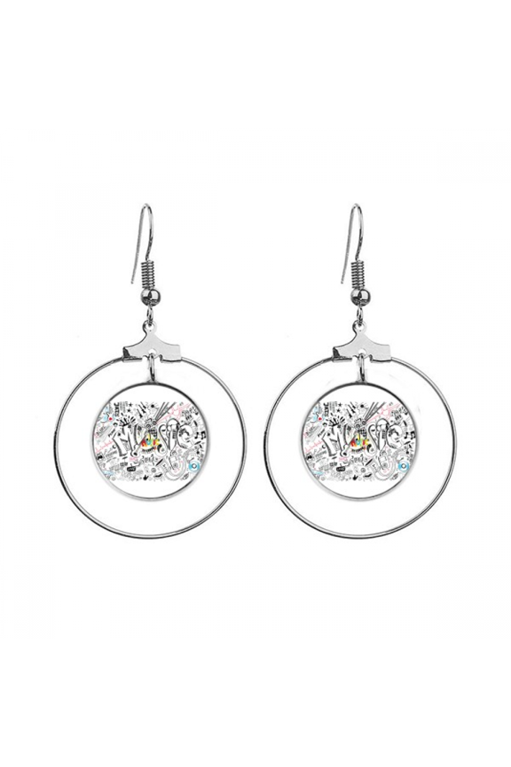 graffiti street culture music sound volume earrings dangle hoop jewelry drop circle