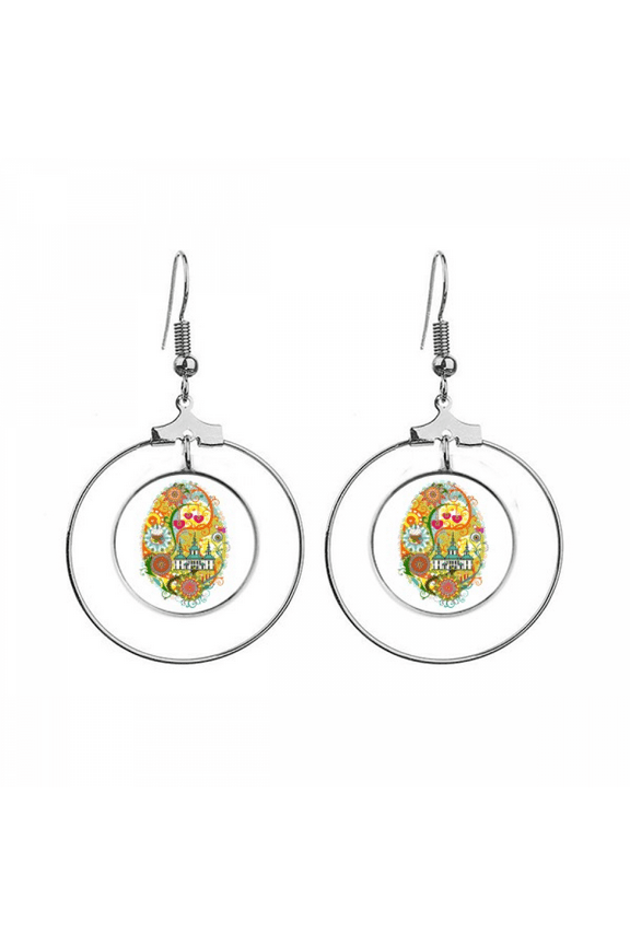 graffiti street culture temple cake egg earrings dangle hoop jewelry drop circle