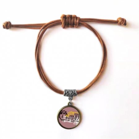 graffiti street culture urban tribe bracelet leather hide wristband brown jewelry