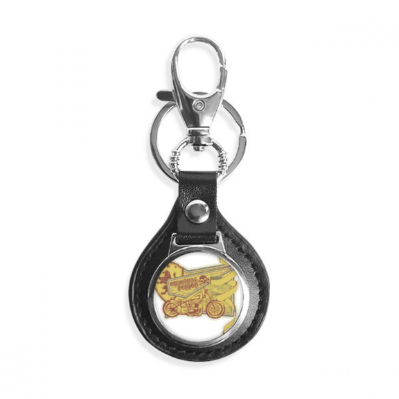graffiti street culture yellow motorcycle pattern key link chain keyholder finder hook metal
