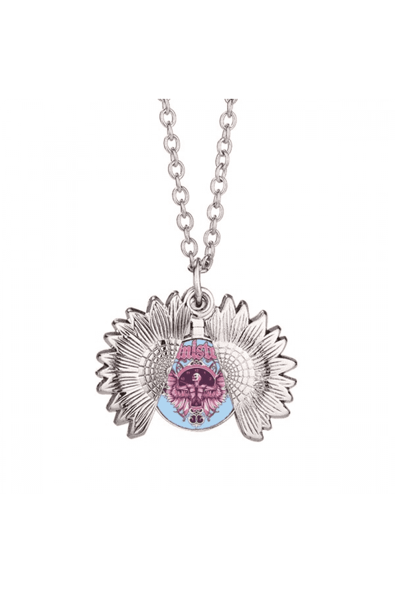 graffiti street l angle clock pattern sunflower necklace pendant locket jewelry