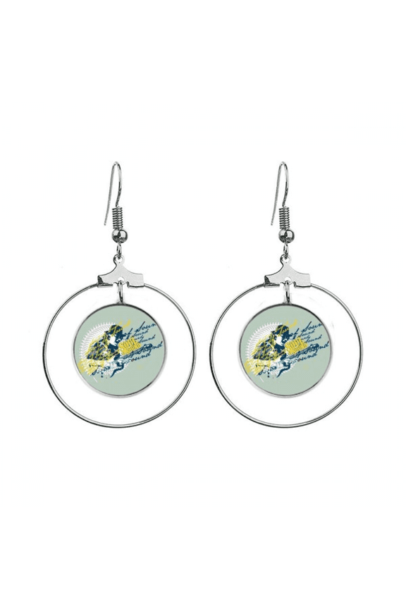 graffiti street music guitar soul of sound earrings dangle hoop jewelry drop circle