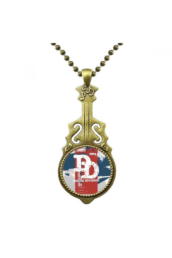 graffiti street red blue ph booth pattern necklace antique guitar jewelry music pendant