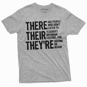 grammar Funny T-shirt English school teacher student shirt grammar police tshirt (4X-Large Grey)