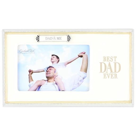 Grasslands Road "Dad and Me" Ceramic Frame, Antique White, 4 by 6-Inch