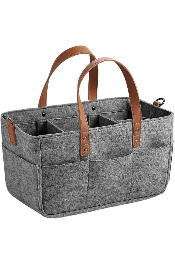 gray Foldable Storage Bag, Portable, Lightweight, Multi-Function, Changeable Compartments, Large Capacity, Dark Gray, Felt #17p37