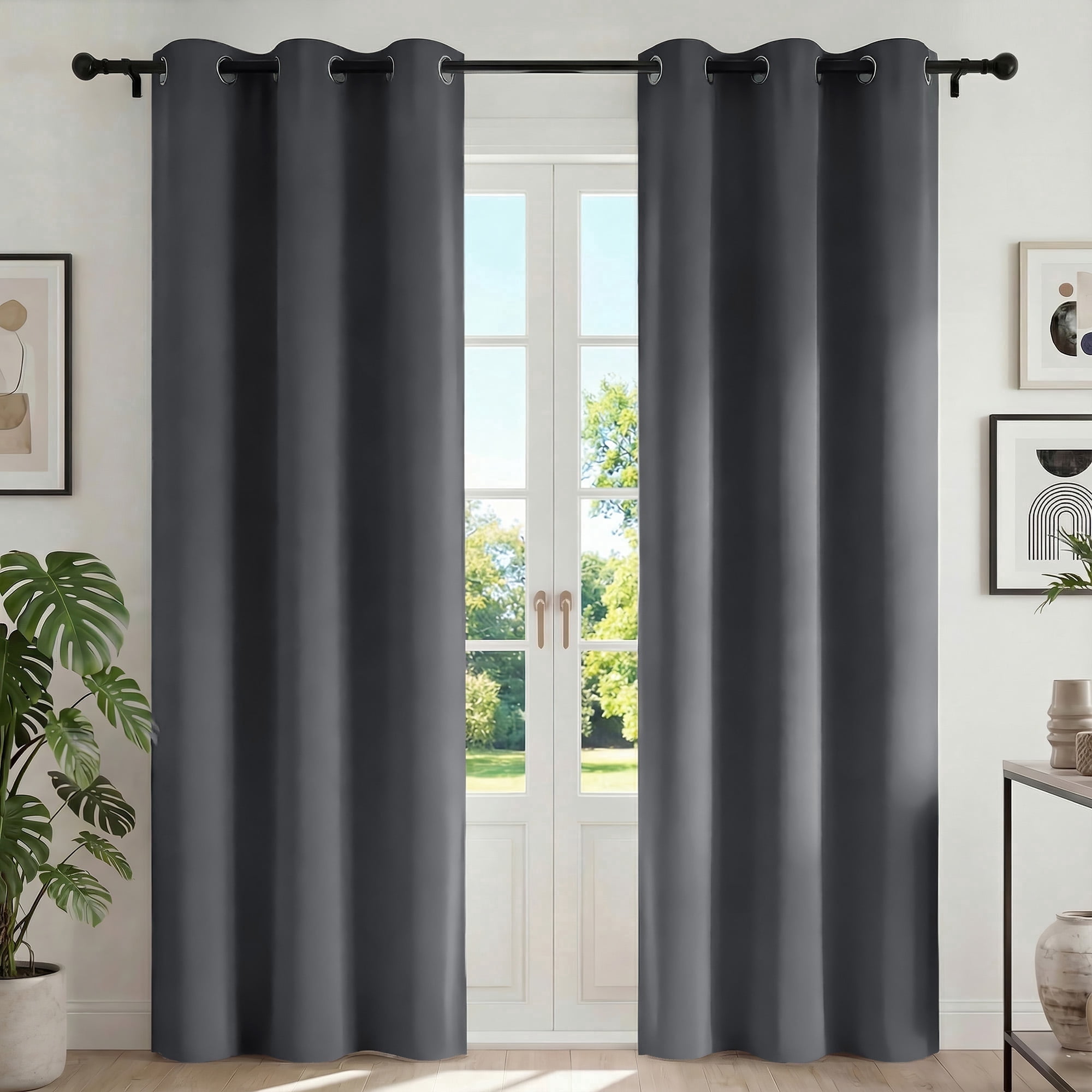 Blackout Curtains for Bedroom, Thermal Insulated Blackout Curtain 2 Panels 42x84 inch, Black Drapes with Grommets, Noise Reducing Energy Saving & Wrinkle-Free Drapes for Living Room,Gray