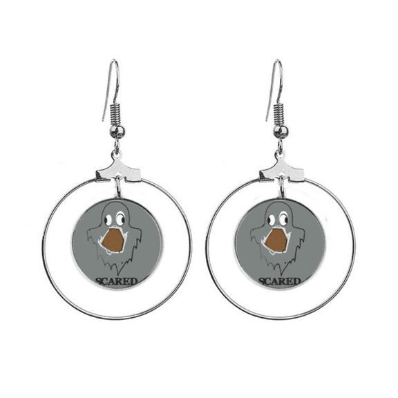 gray scary scared emotion earrings dangle hoop jewelry drop circle