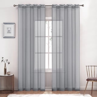Grey Light Filtering Curtains 52x96 in, Soft Semi-Sheer Curtains with Grommet, Elegant Window Voile Drapes Curtains for Living Room, Dining, Bedroom, Home Decor