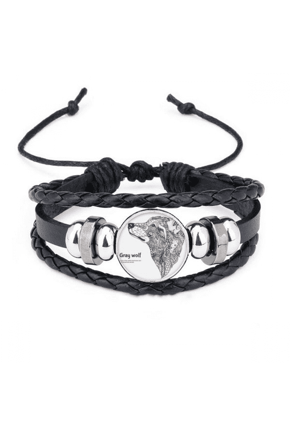 gray wolf friend company bracelet braided leather woven wristband