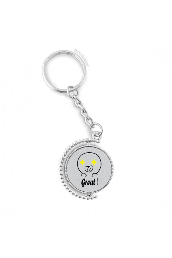 great black cute chat happy pattern rotatable keyholder disc accessories chain clip