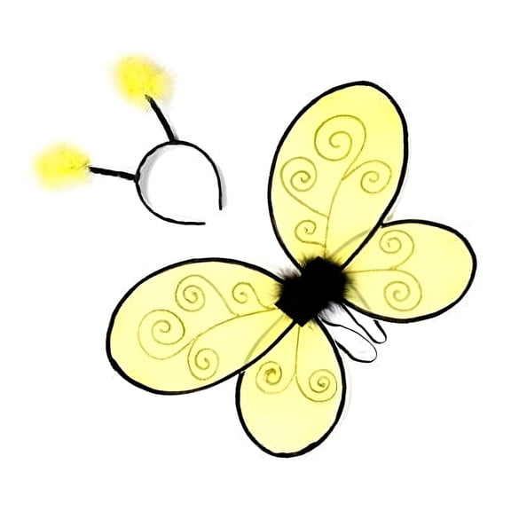 great pretenders bumble bee wings with headband, yelow/black (one size)