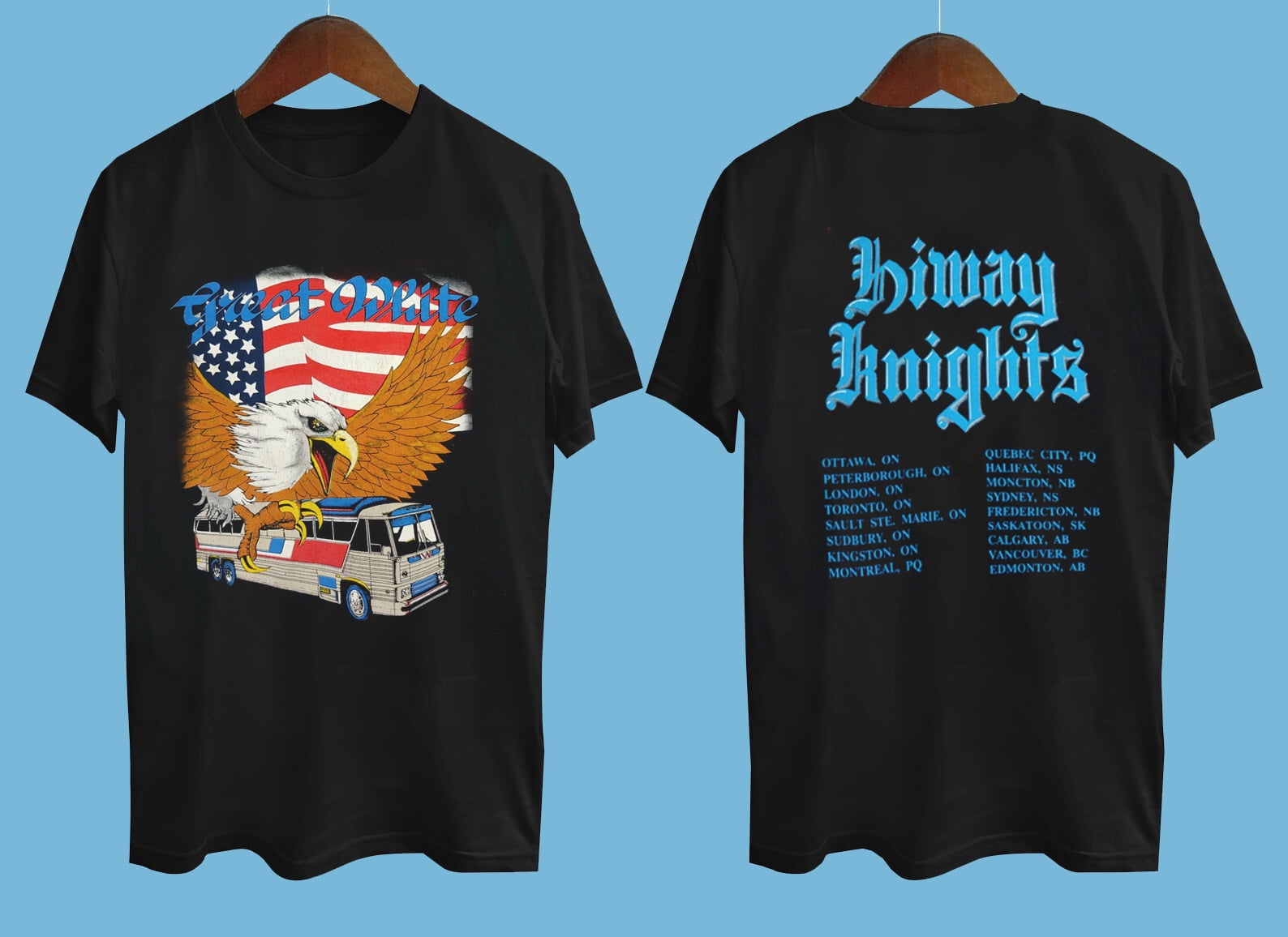 great white music band eagle bus tour Double Sided All Size Shirt AG17