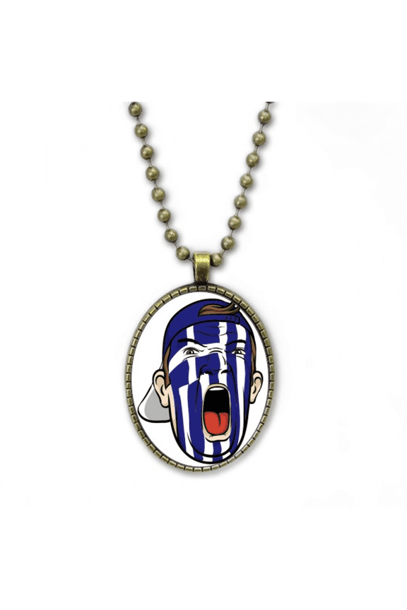 greece flag facial makeup head screang cap necklace vintage chain bead pendant jewelry collection