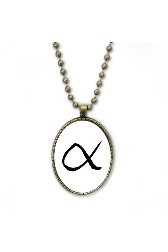 greek alphabet alpha black necklace vintage chain bead pendant jewelry collection