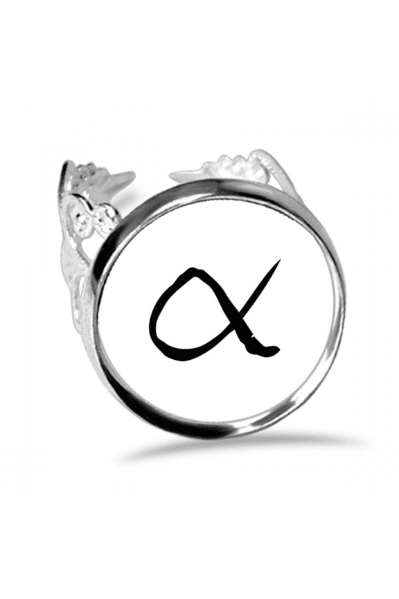 greek alphabet alpha black ring adjustable love wedding engagement