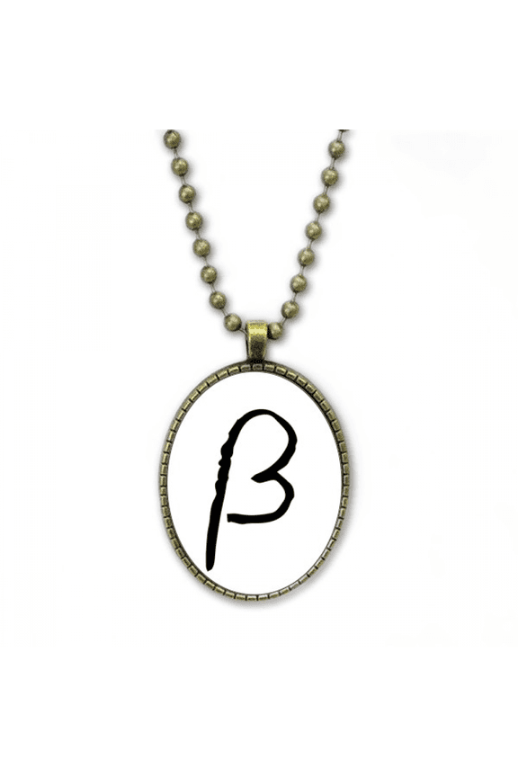 greek alphabet beta black necklace vintage chain bead pendant jewelry collection