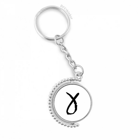 greek alphabet gamma black outline rotatable keyholder disc accessories chain clip