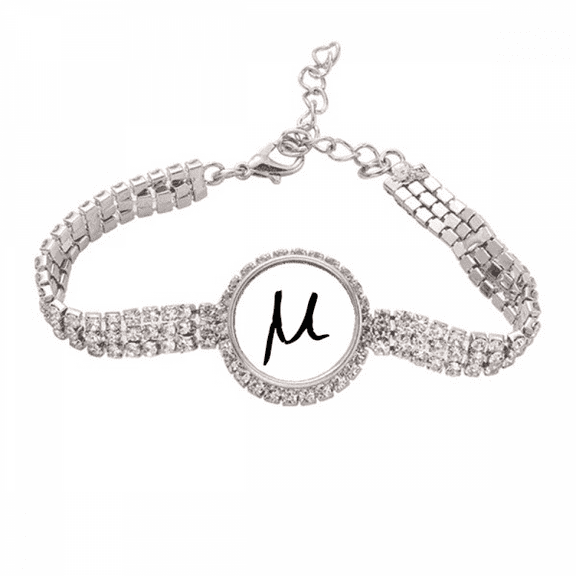 greek alphabet mu black  Tennis Chain Anklet Bracelet Diamond Jewelry