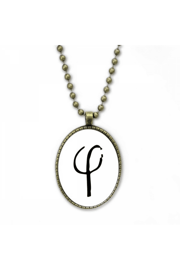 greek alphabet phi black necklace vintage chain bead pendant jewelry collection