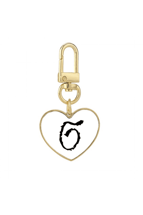 greek alphabet sigma black Gold Heart Keychain Metal Keyring Holder