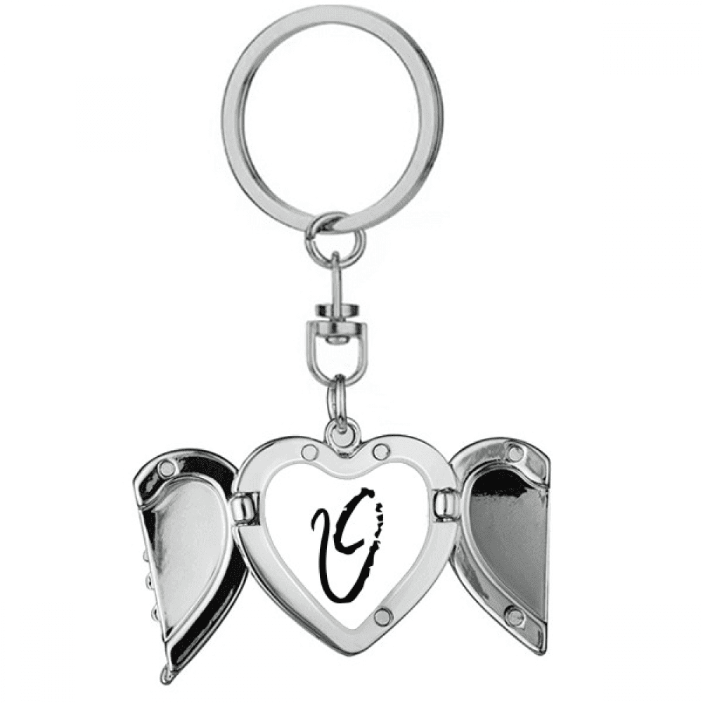 greek alphabet theta black Heart Angel Wing Key Chain Holder - Walmart.com