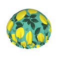 green Lemon leaf Shower Cap for Women Shower Caps for Women Reusable