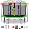 thumbnail image 1 of FIZITI Trampoline with Enclosure Net, Basketball Hoop,1500LBS 12FT 14FT 16FT Trampoline for 5-6 Kids Adults with Light, Sprinkler, Socks, Outdoor Heavy Duty Round Trampoline, 1 of 12