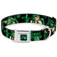 thumbnail image 1 of DC Comics Pet Collar, Dog Collar Metal Seatbelt Buckle, Green Arrow Action Poses Targets Black Greens, 13 to 17 Inches 1.5 Inch Wide, 1 of 9