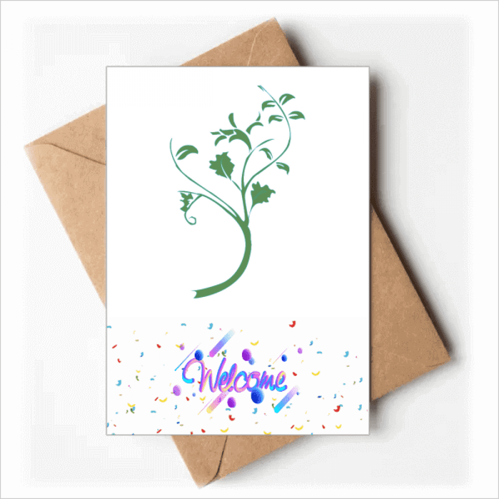 green branches flowers Welcome Back Greeting Cards Envelopes Blank
