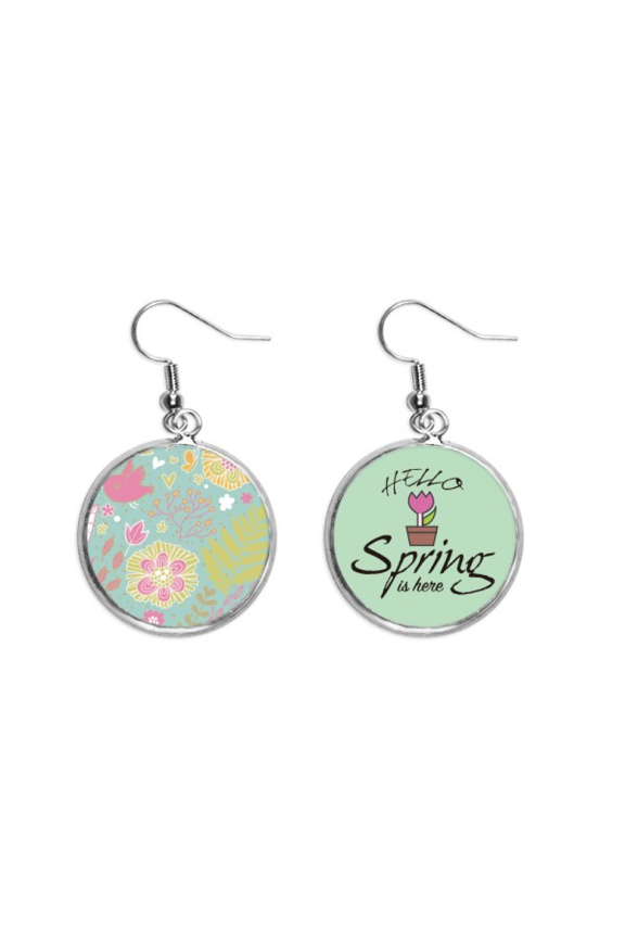 green flower paint decoration dangle season sp earring jewelry