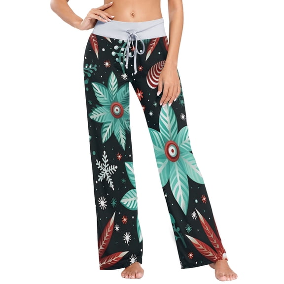 green flowers Womens Sleep Pajama Pants Waistband Lounge Sleepwear Pjs Sweatpants Yoga Pants