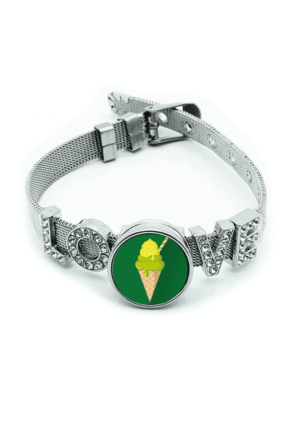 green matcha ice cs popsicles Bracelet Wristband Crystal Love Adjustable Bangle