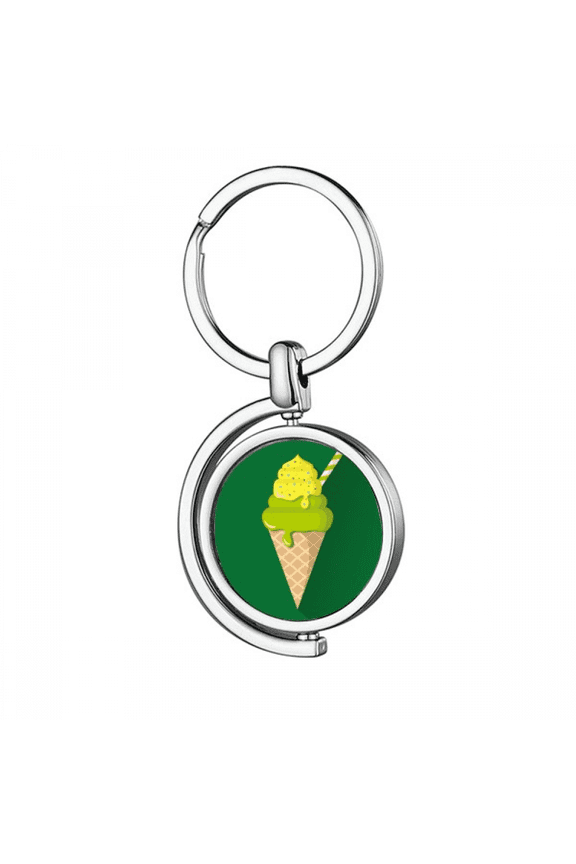 green matcha ice cs popsicles Rotating Keychain Metal Keyring Holder