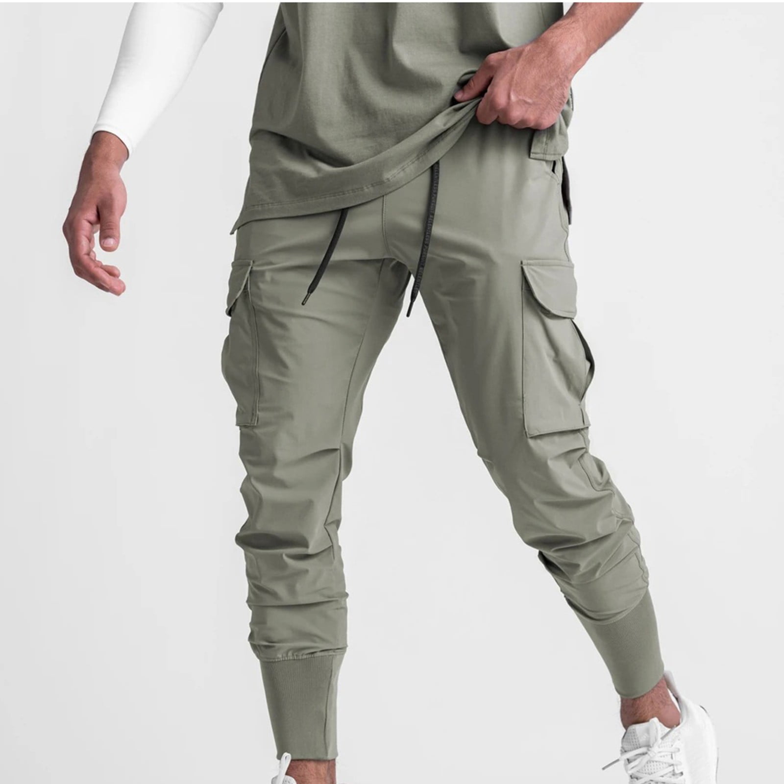 Mens Leisure With Pockets Trousers Drawstring Solid Color Pants Jogger  Plain Elastic Waist Loungewear | Fruugo UK