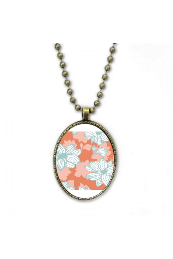 green orange flower paint necklace vintage chain bead pendant jewelry collection